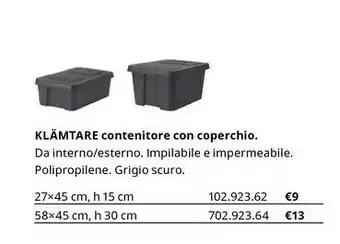 IKEA Klàmtare Contenitore Con Coperchio offerta