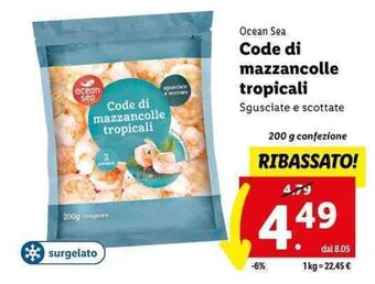 Lidl Ocean Sea Code di mazzancolle tropicali 200 g offerta