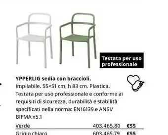 IKEA Ypperlig Sedia Con Braccioli offerta