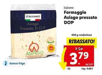 Lidl Italiamo Formaggio Asiago pressato DOP 400 g offerta