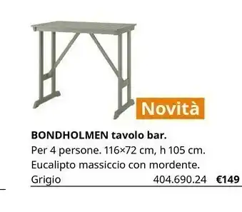 IKEA Bondholmen Tavolo Bar offerta