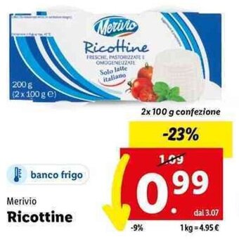 Lidl Merivio Ricottine 2x 100 g offerta