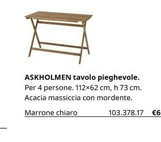 Askholmen Tavolo Pieghevole