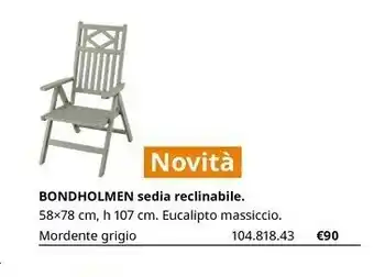 IKEA Bondholmen Sedia Reclinabile offerta