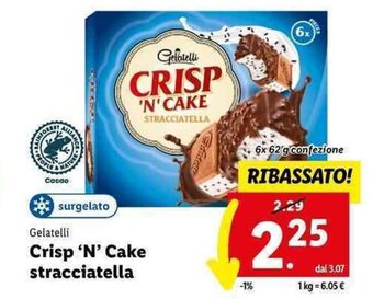 Lidl Gelatelli Crisp 'N' Cake stracciatella 6x 62 g offerta