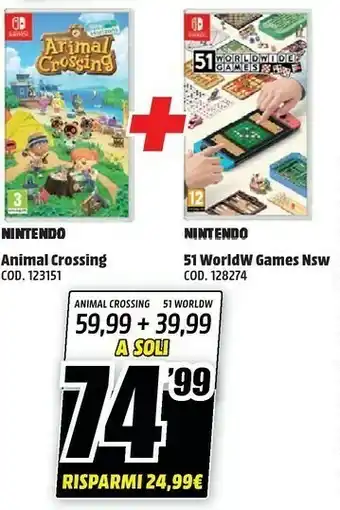 MediaWorld Nintendo Animal Crossing offerta