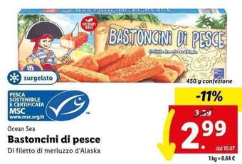 Lidl Ocean Sea Bastoncini di pesce 450 g offerta