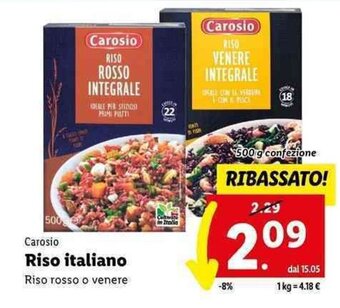 Lidl Carosio Riso italiano 500 g offerta