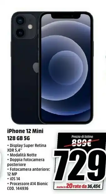 MediaWorld Apple iPhone 12 mini offerta