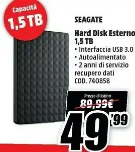 Seagate Hard Disk Esterno 1,5 Tb