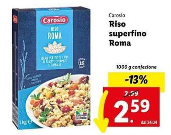 Lidl Carosio Riso superfino Roma 1000 g offerta