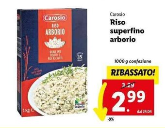 Lidl Carosio Riso superfino arborio 1000 g offerta