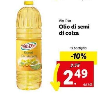 Lidl Vita D'or Olio di semi di colza 1 l bottiglia offerta