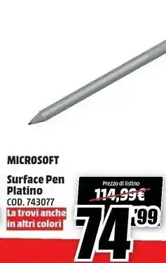 MediaWorld Microsoft Surface Pen offerta