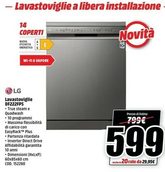 MediaWorld LG Lavastoviglie DF222FPS offerta