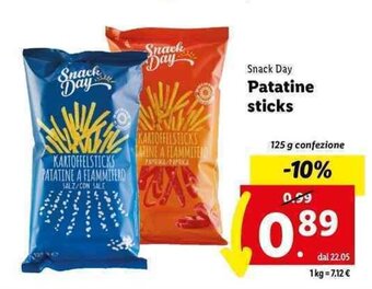 Lidl Snack Day Patatine sticks 125 g offerta
