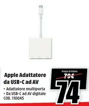 MediaWorld Apple Adattatore Multiporta Da USB-C Ad AV Digitale offerta