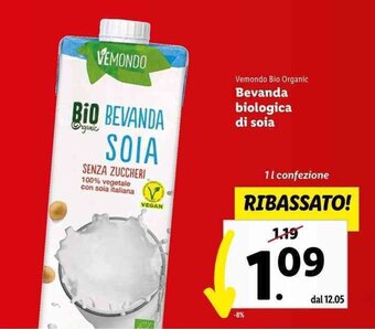 Lidl Vemondo Bio Organic Bevanda biologica di soia 1 l offerta