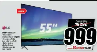 MediaWorld LG Oled Tv 55A16 55'' 4k Ultra Hd Smart Tv Nero offerta