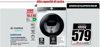 MediaWorld Samsung WW10T554DAE/S3 Lavatrice Libera Installazione Caricamento Frontale 10,5 Kg 1400 Giri/min A Nero, Bianco offerta