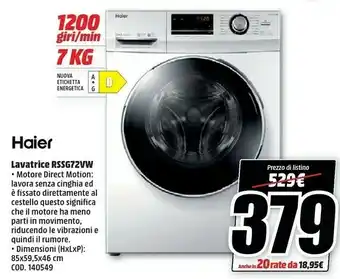 MediaWorld Haier Lavatrice Rssg72vw offerta