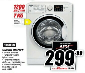 MediaWorld Hotpoint Lavatrice Rssg72vw offerta