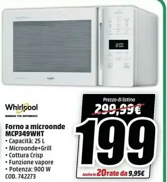MediaWorld Whirlpool MCP349WHT Forno A Microonde offerta