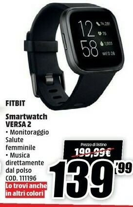 MediaWorld Fitbit Smartwatch VERSA 2 offerta
