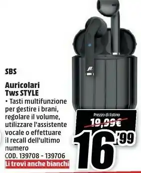 MediaWorld Sbs Cuffie offerta