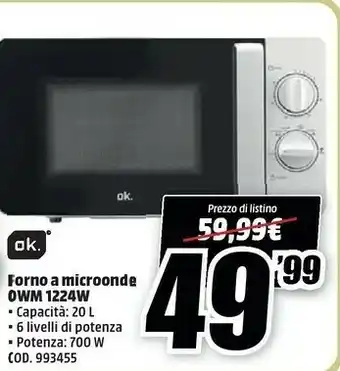 MediaWorld Ok Owm 1224W Forno A Microonde offerta