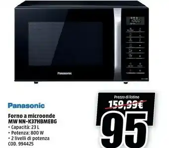 MediaWorld Panasonic NN-K36HM Superficie Piana Microonde Combinato 23 L 800 W offerta