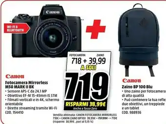 MediaWorld Canon M50 MARK 2 BK Fotocamera Mirrorless offerta