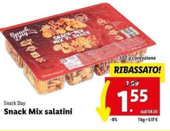 Lidl Snack Day Snack Mix salatini 300 g offerta