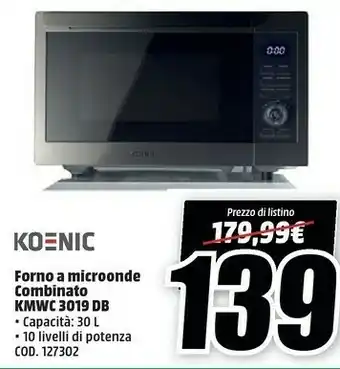 MediaWorld Koenic KMWC 3019 DB Forno A Microonde offerta