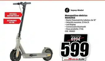 MediaWorld Segway-ninebot MAXG30LE Monopattino Elettrico offerta