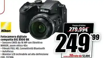Nikon COOLPIX B500 Fotocamera Bridge 16 MP CMOS 4608 X 3456 Pixel 1/2.3" Nero