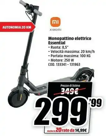 MediaWorld Xiaomi Monopattino offerta