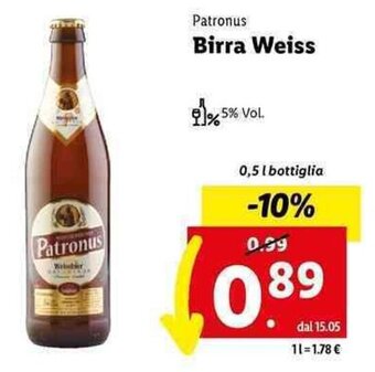 Lidl Patronus Birra Weiss 0,5 l offerta