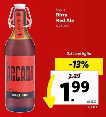 Lidl Arcana Birra Red Ale 0,5 l offerta