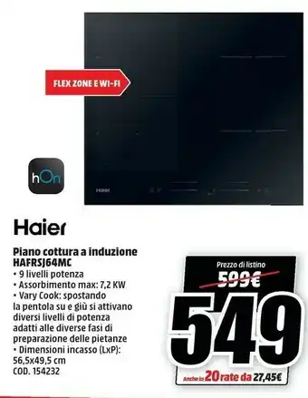 MediaWorld Haier Series 4 HAFRSJ64MC Nero Da Incasso 59 Cm Piano Cottura A Induzione 4 Fornello(i) offerta