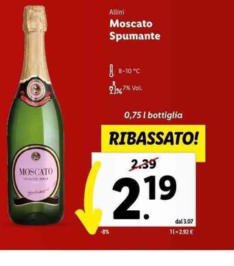Lidl Allini Moscato Spumante 0,75 l offerta