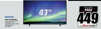 MediaWorld Samsung Series 8 UE43AU8070 109,2 Cm (43") 4K Ultra HD Smart TV Wi-Fi Nero offerta