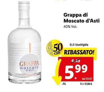 Lidl Grappa di Moscato d'Asti 0,5 l offerta