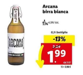 Lidl Arcana birra bianca 0,5 l offerta