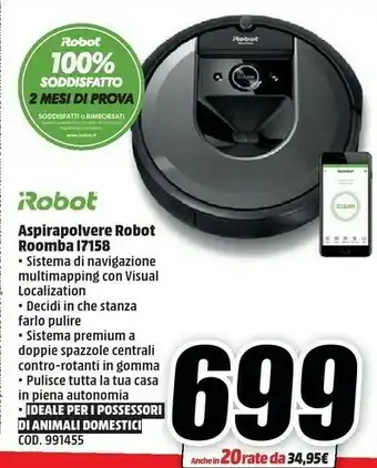 MediaWorld Roomba R695040 Sacchetto Per La Polvere 0.6L Nero Aspirapolvere Robot offerta