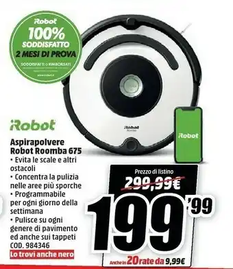 MediaWorld Roomba Aspirapolvere Robot 675 offerta