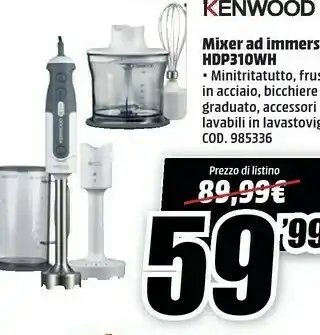 MediaWorld Kenwood Mixer Ad Immersione HDP310WH offerta