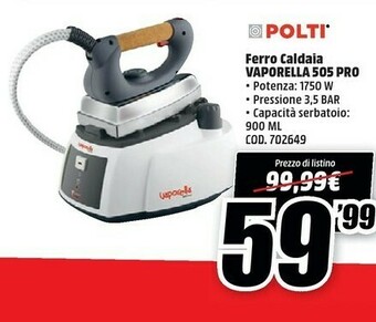 MediaWorld Polti Ferro Caldaia Vaporella 505 Pro offerta