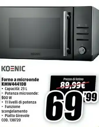 MediaWorld Koenic Forno A Microonde Kmw4441db offerta