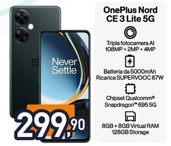 Oneplus nord ce 3 lite 5g 17,1 cm (6.72) dual sim ibrida android 13 usb tipo-c 8 gb 128 gb 5000 mah nero